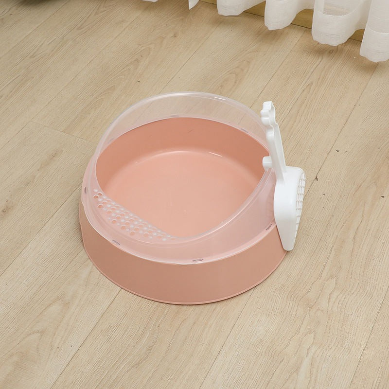 Semi-Enclosed Cat Litter Box with Scoop