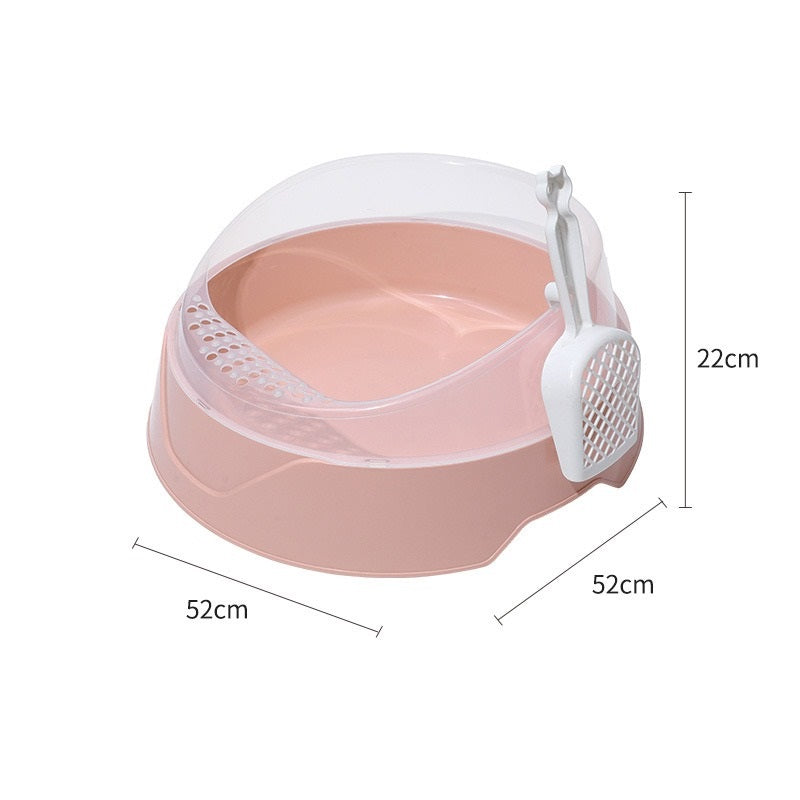 Semi-Enclosed Cat Litter Box with Scoop
