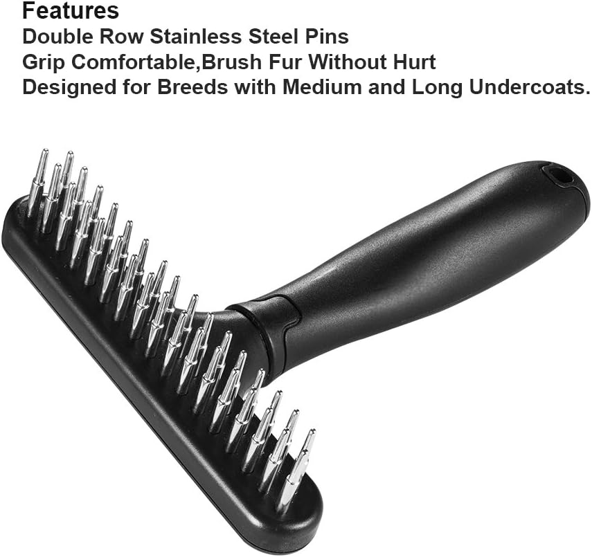 Double-Row Pin Pet Grooming Rake