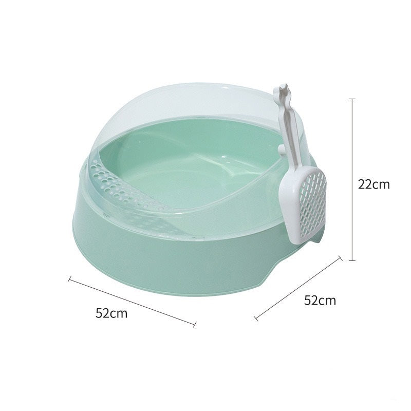 Semi-Enclosed Cat Litter Box with Scoop